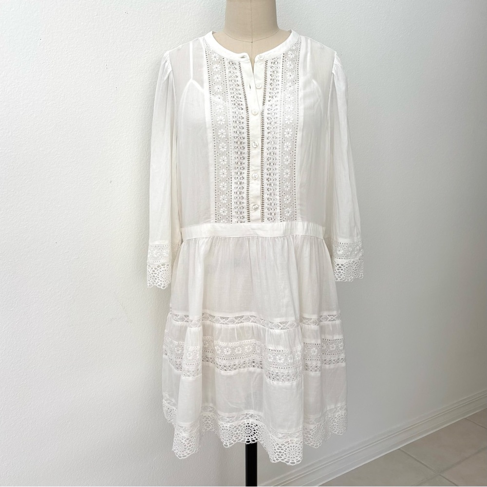 Gap Eyelet Lace Mini Dress NWT White Cotton Voile Cami-Slip Spring Summer L